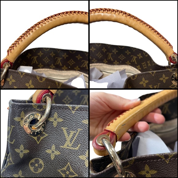 $2400 LOUIS VUITTON 2022 Brown Monogram Canvas Leather Artsy MM Tote Bag - Picture 4 of 13